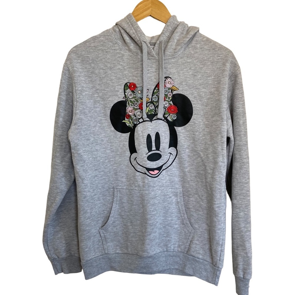 DISNEY Mickey Minnie Mouse Hooded Grey Sweatshirt